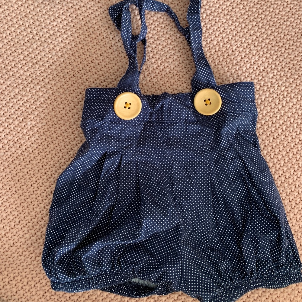 Lacey Lane toddler navy blue shorts w/ suspenders